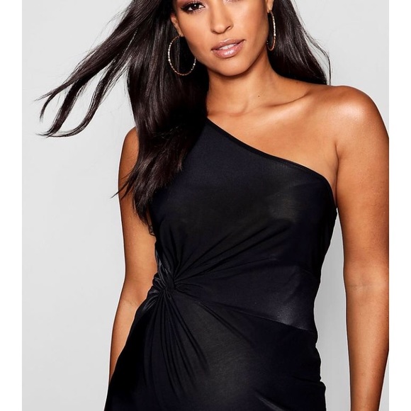 🆕 Maternity One Shoulder Twist Frill Midi Dress - Picture 3 of 4